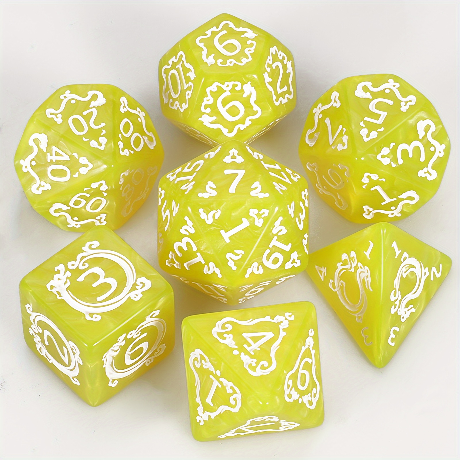 Premium Polyhedral Dice Set (7pcs) with Drawstring Bag